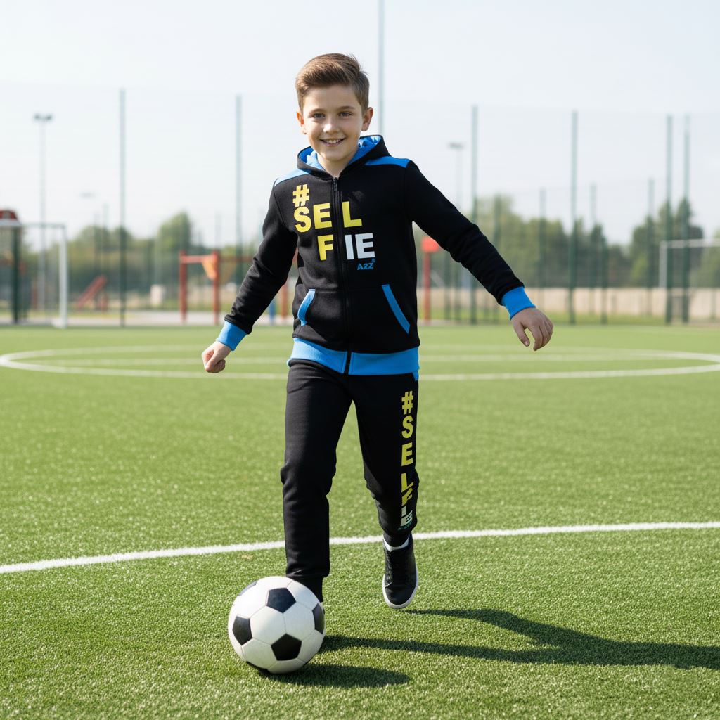 A2Z 4 Kids Girls Boys #SELFIE Tracksuit Hoodie & Joggers Outfit Set Top Bottom