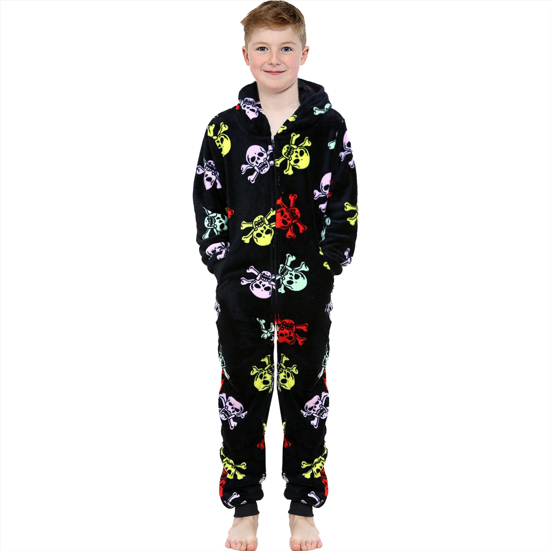 Girls Boys Halloween Skull & Bones Print Onesie - Kids Clothing Store