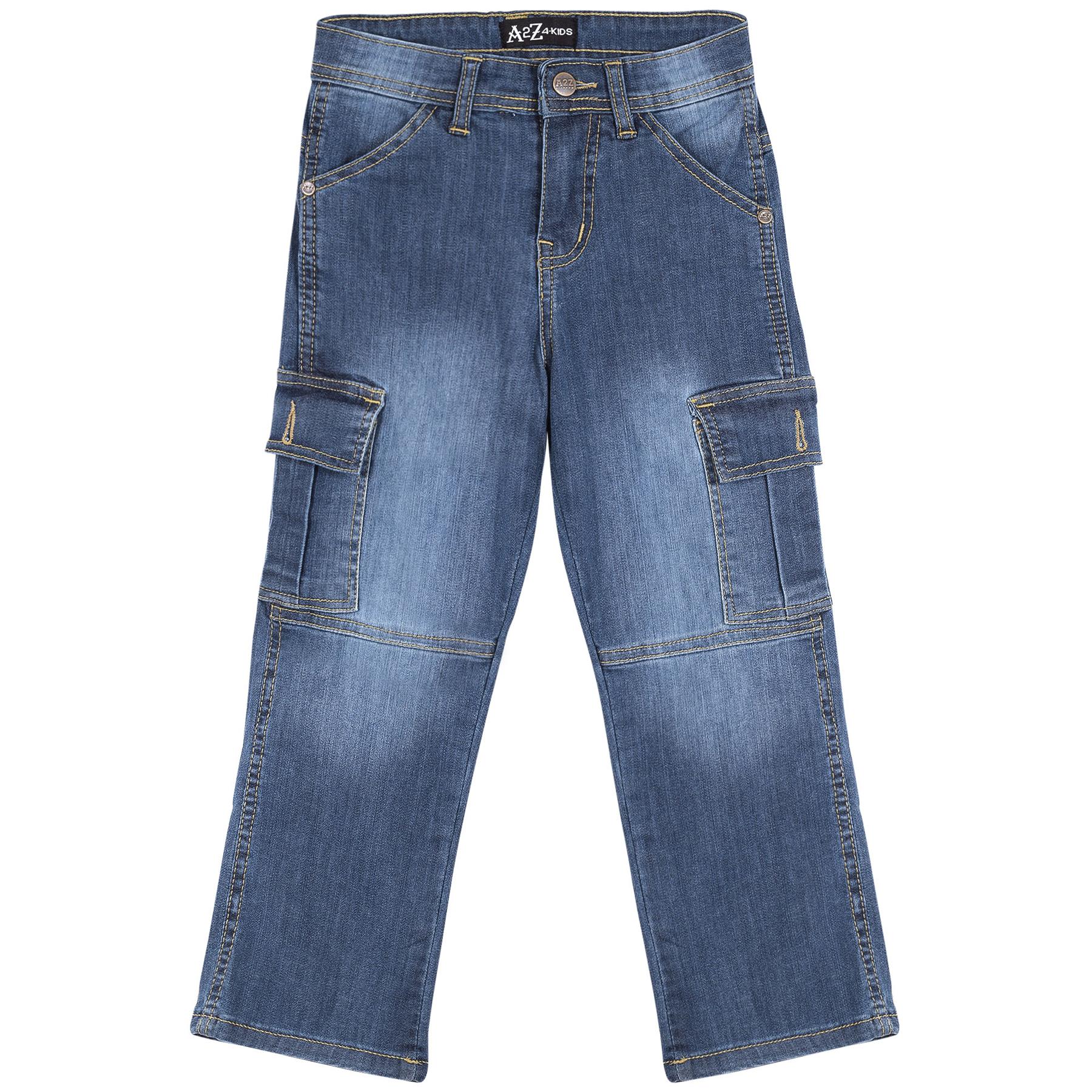 Kids Boys Cargo Denim Pant Stylish 6 Pocket Denim Jeans Stretchy Comfort Pant