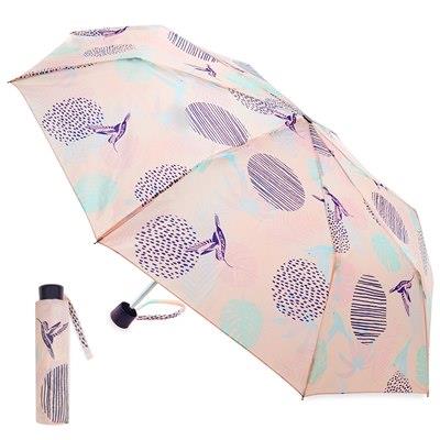 Ladies Supermini Umbrella Pastel Birds AOP Weather Resist Folding Compact Brolly