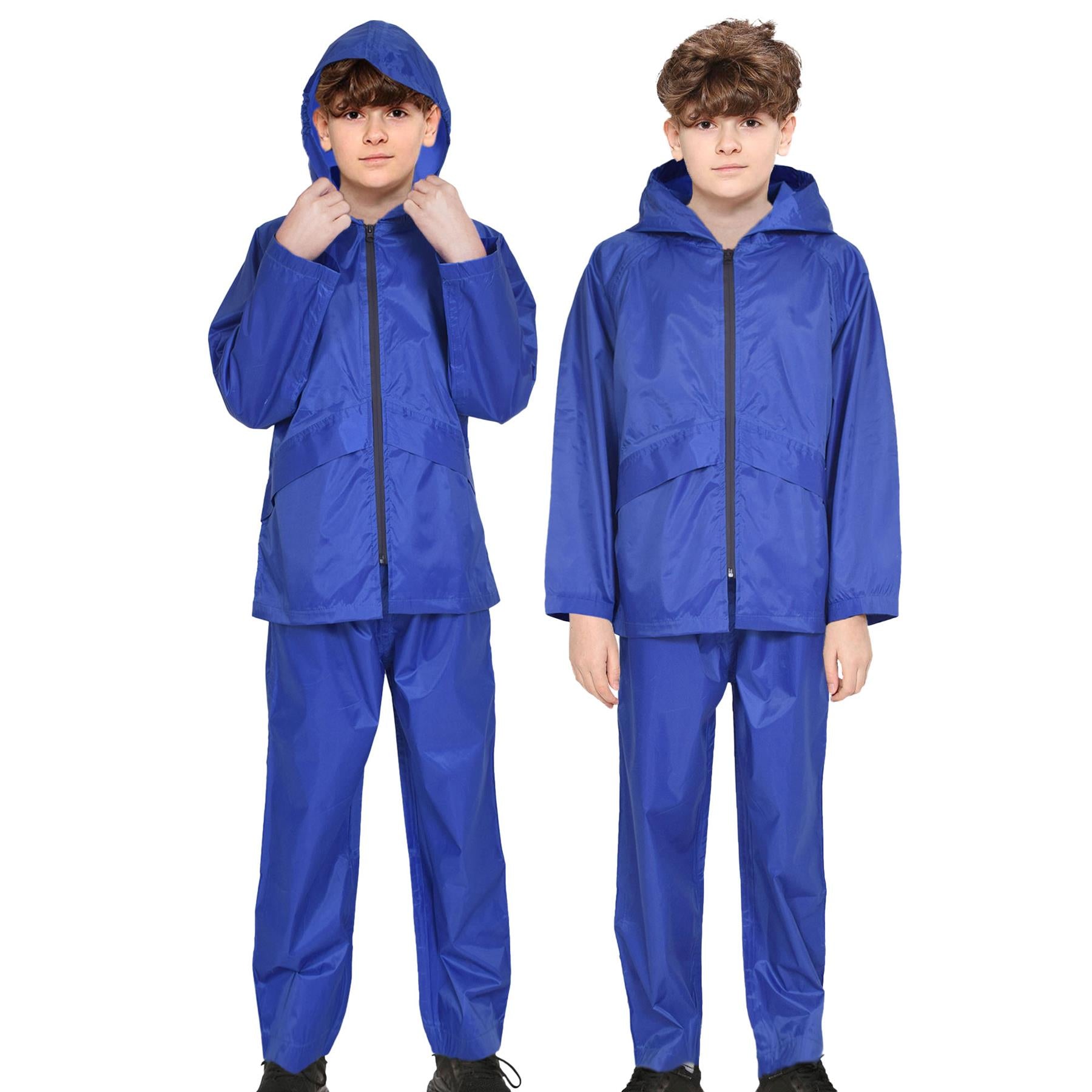 A2Z 4 Kids Girls Boys Rain Suit Lightweight Waterproof Jacket Trouser Hooded Set