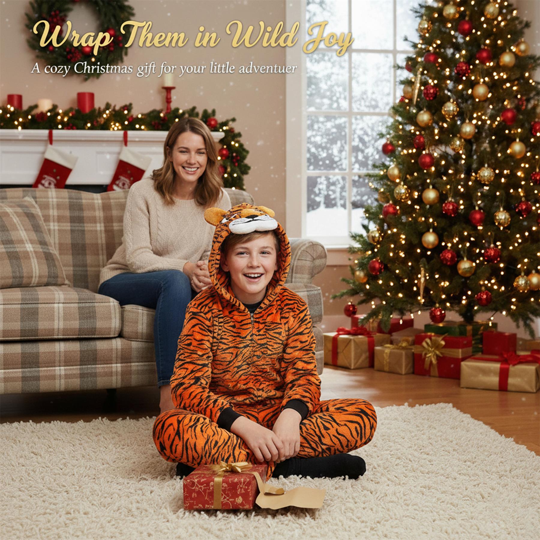 Kids Girls Boys A2Z Onesie One Piece Soft Fluffy Tiger World Book Day Costume