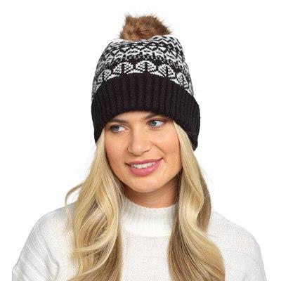 A2Z Ladies Hat Mohair Knitted Beanie Pom Pom Stretchy Winter Warm Soft Cozy Hats