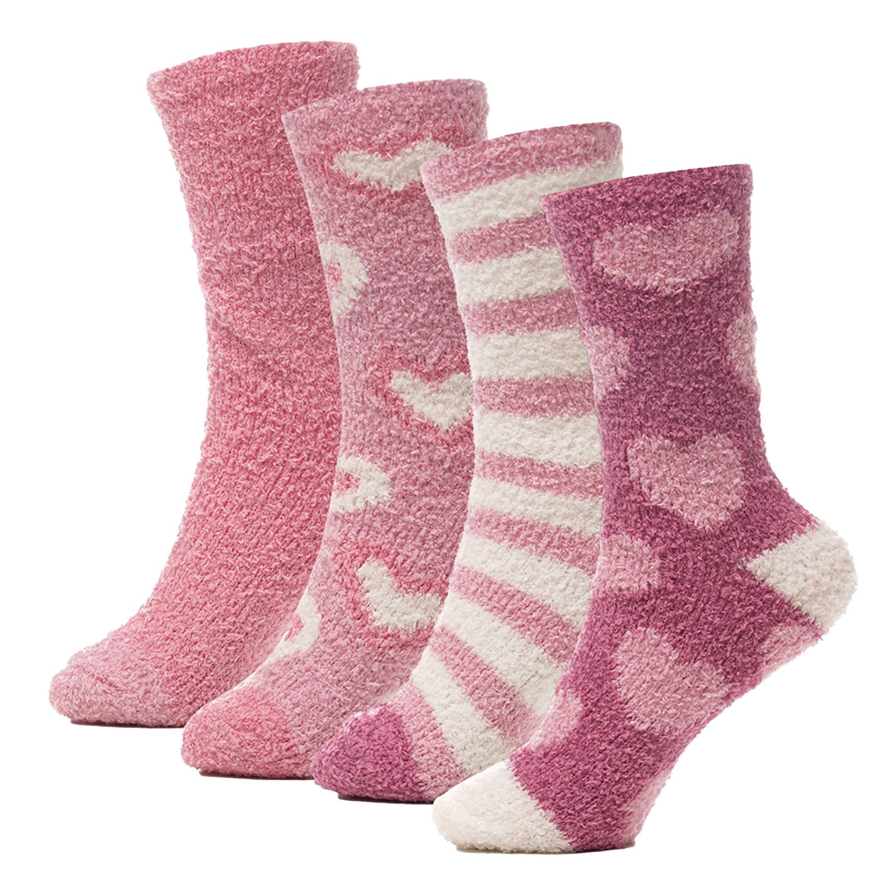 A2Z Ladies Socks 4 Pack Snuggle Slipper Durable Comfortable Winter Warm Socks