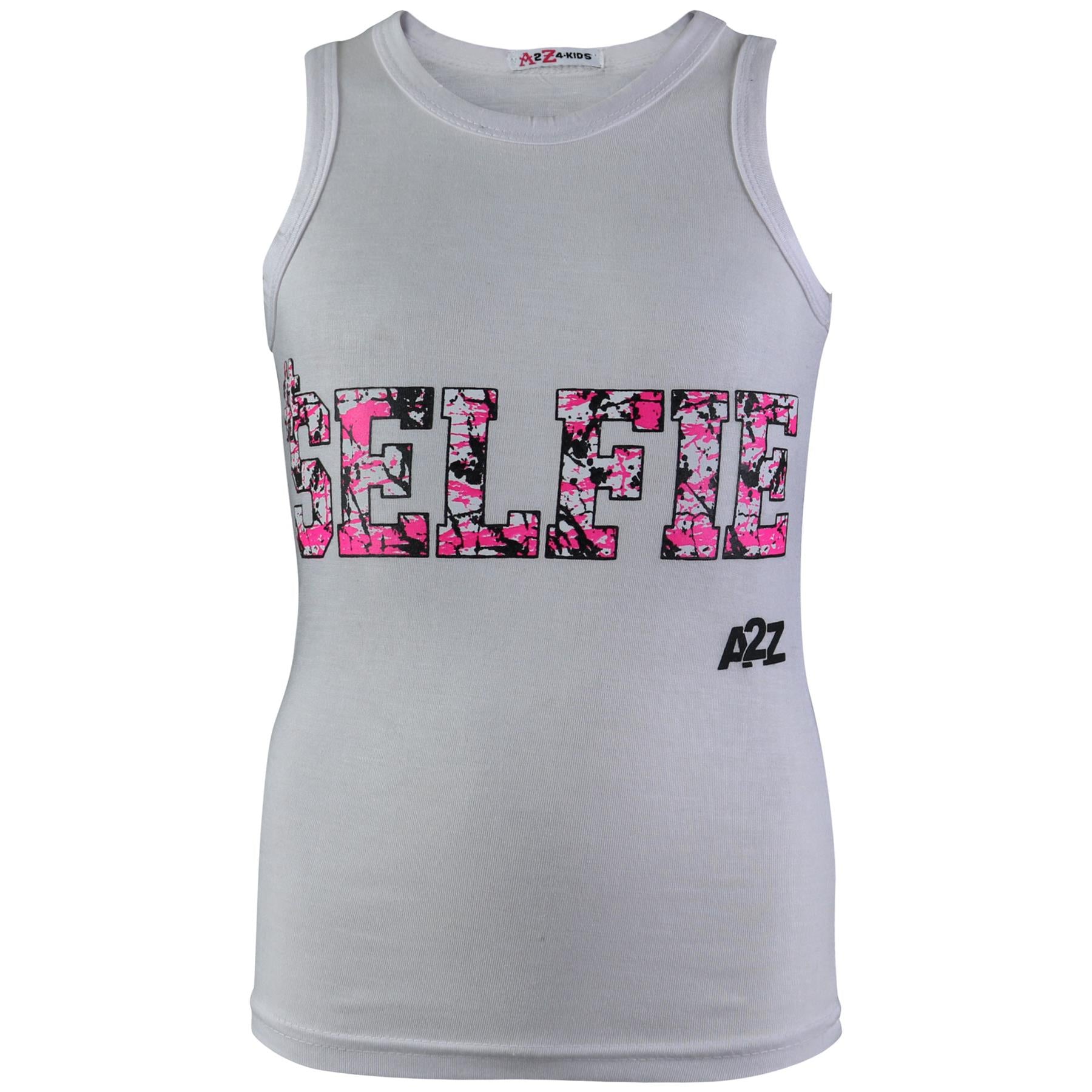 Kids Girls Selfie Splash Vest Top Trendy Fashion Tank Tops T Shirt 5-13 Years