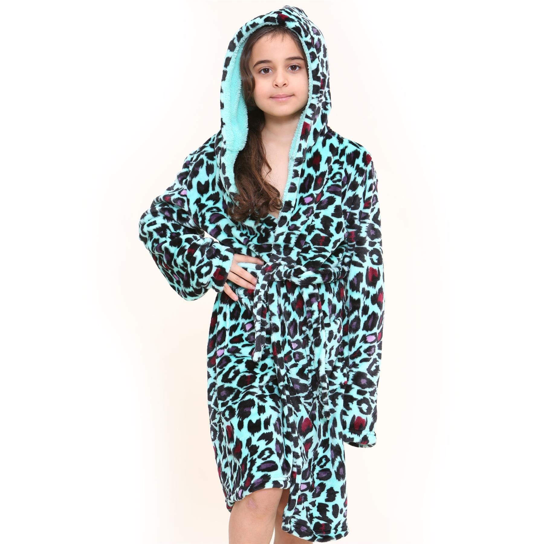 A2Z 4 Kids Soft Leopard Print Bathrobe Dressing Gown