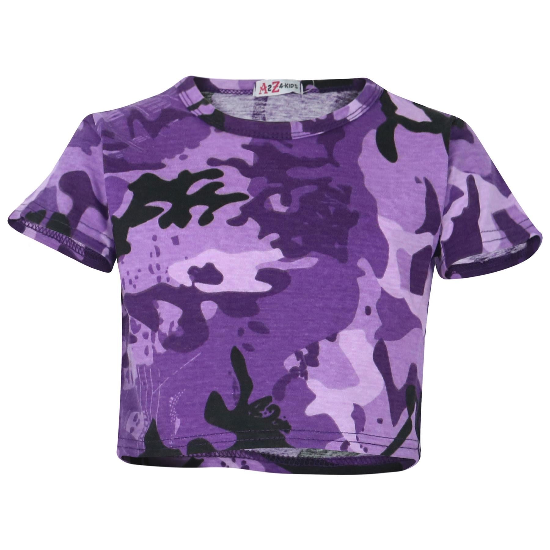 Kids Girls Camouflage Print Crop Top & Skater Skirt Summer Wear Outfit Set