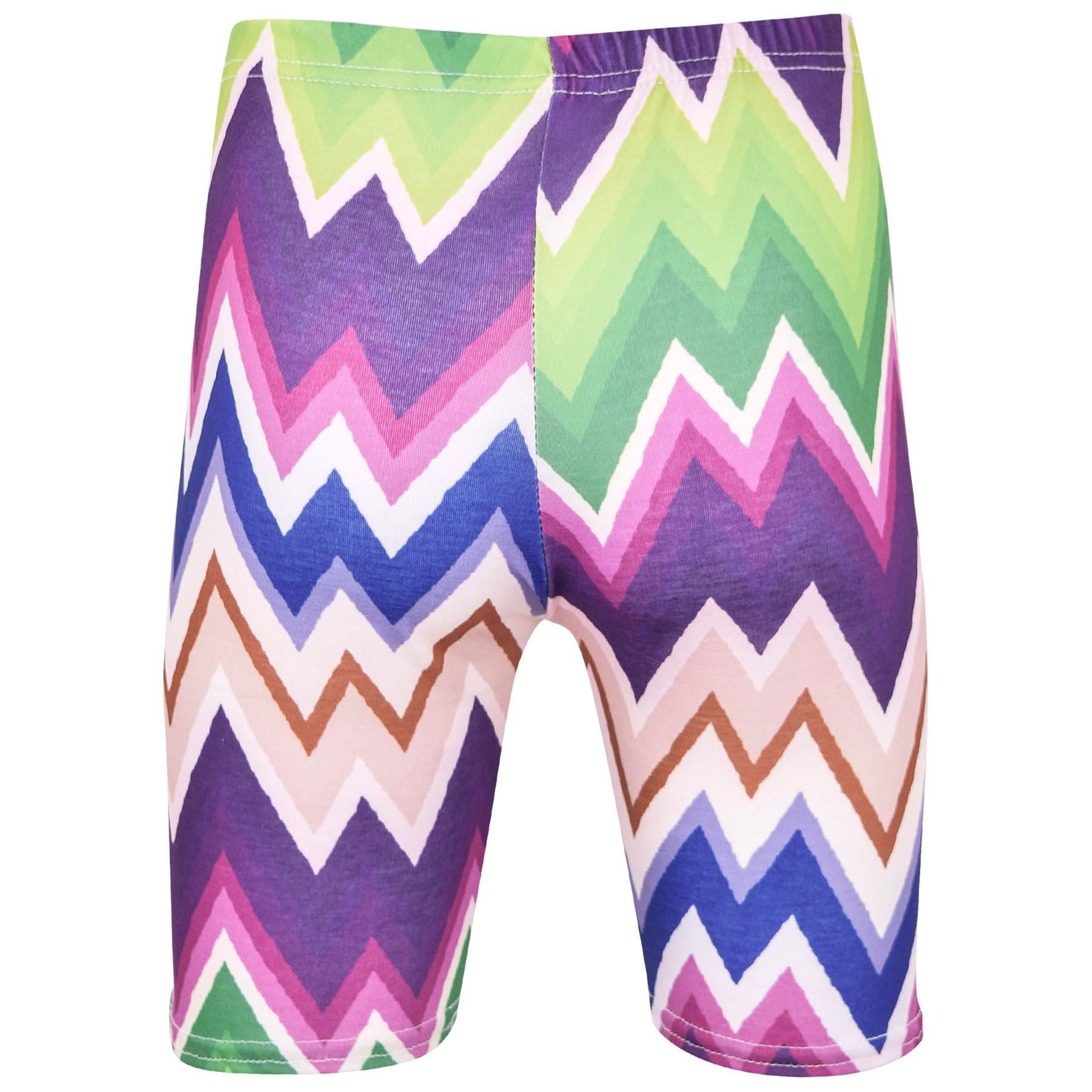 Kids Girls Shorts Chevron Printed Summer Fashion Stretchy Knee Length Half Pants