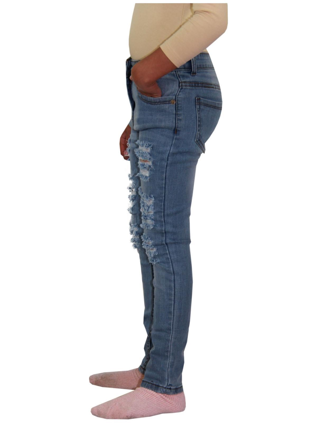 Girls Denim Ripped Skinny Jeans Lightweight Pants