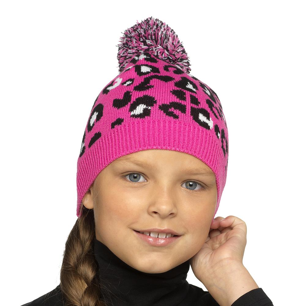 A2Z 4 Kids Girls Leopard Knit Pom Pom Beanie Soft Fleece Winter Warm Cosy Hats