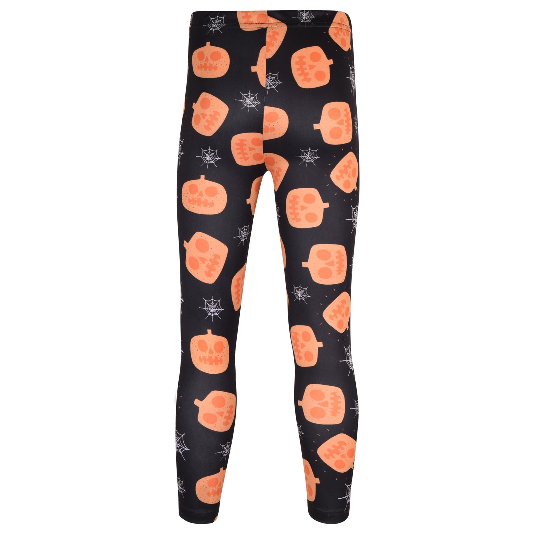 Girls Spider Web Skull Print Halloween Legging