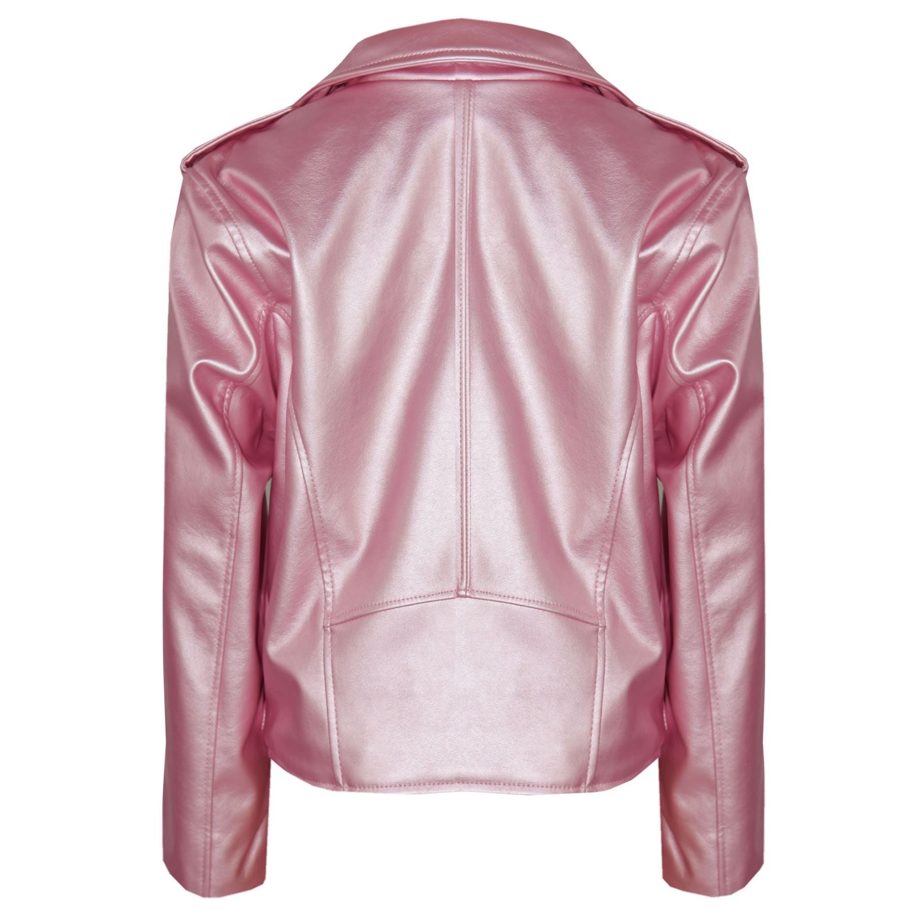 Kids Girls Baby Pink Jackets PU Leather Zip Up Biker Coat Overcoats