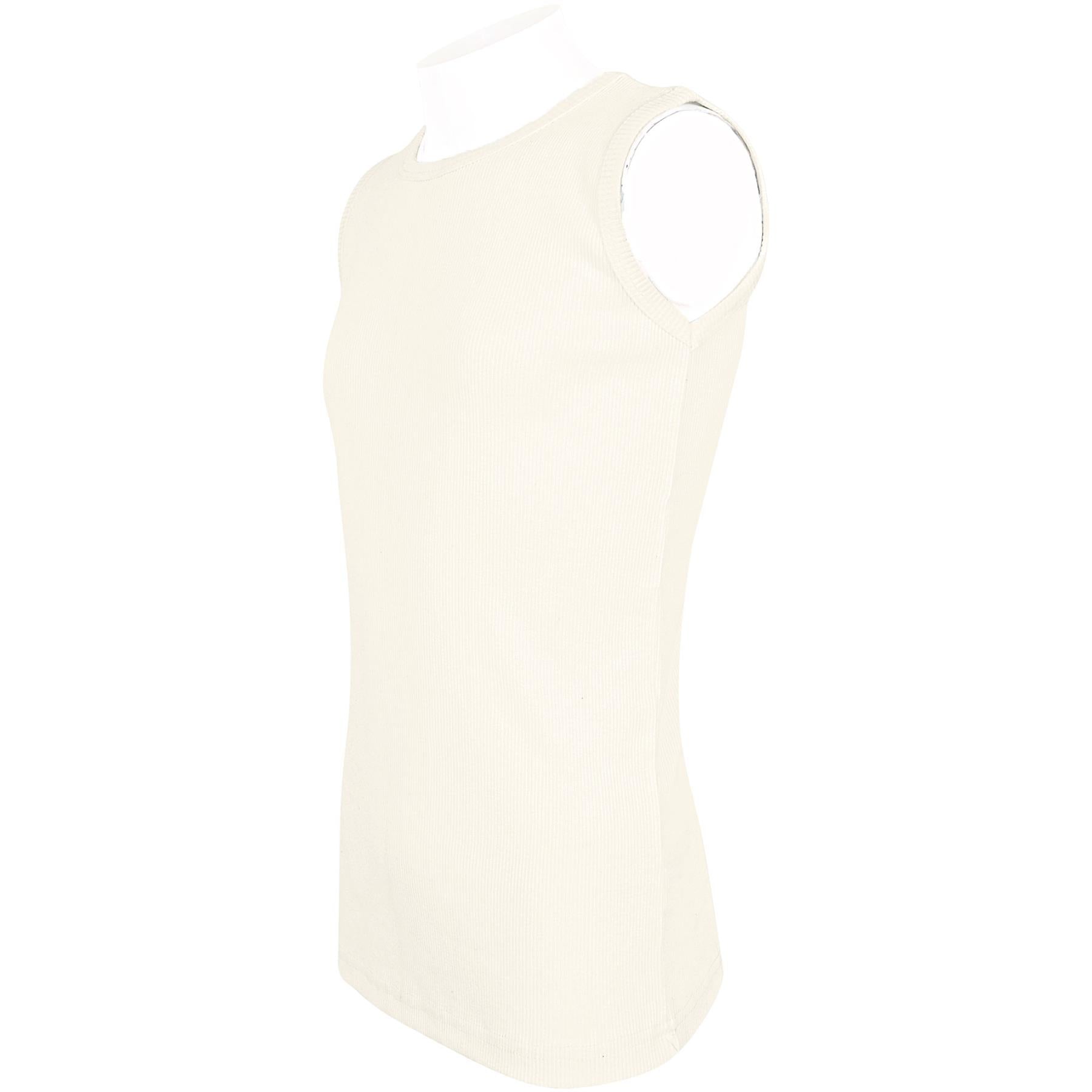 Kids Girls Ribbed Vest Top 100% Thick Cotton Fashion Tank Tops T Shirt 2-13 Year