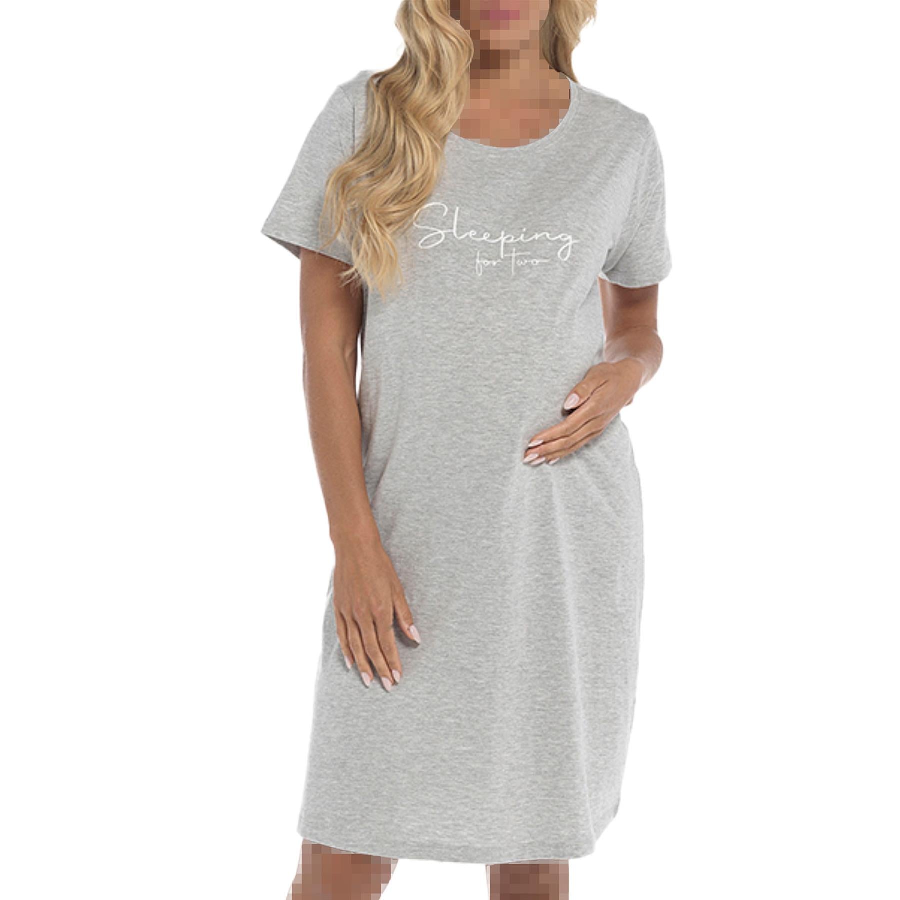 Ladies Maternity Nightie Sleeping for Two Short Sleeves Pregnancy Sleepwear Gown