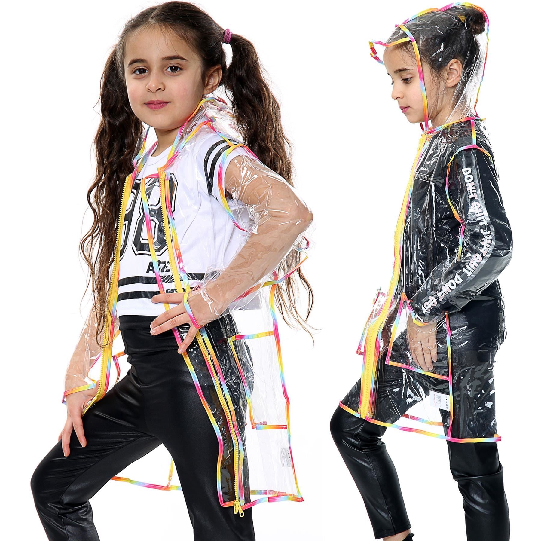 Kids Girls Boys Raincoat EVA Transparent Rain Coats
