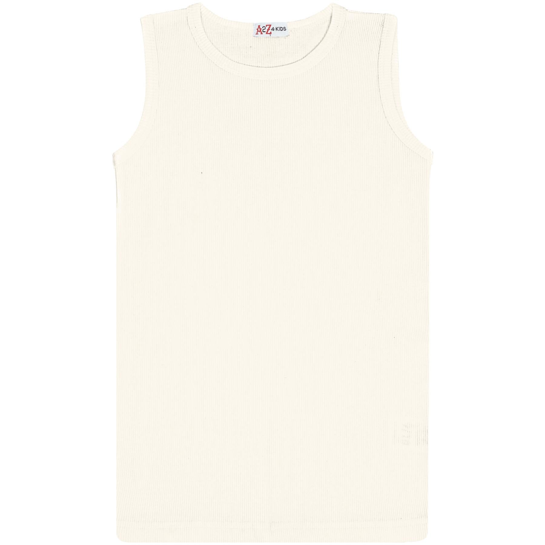 Kids Girls Ribbed Vest Top 100% Thick Cotton Fashion Tank Tops T Shirt 2-13 Year