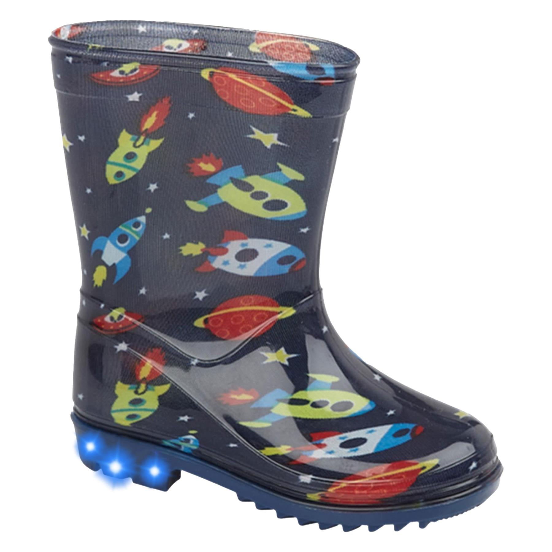 Kids Girls Boys Light Up Anti-Skid Waterproof Rubber Wellies Wellington Boots