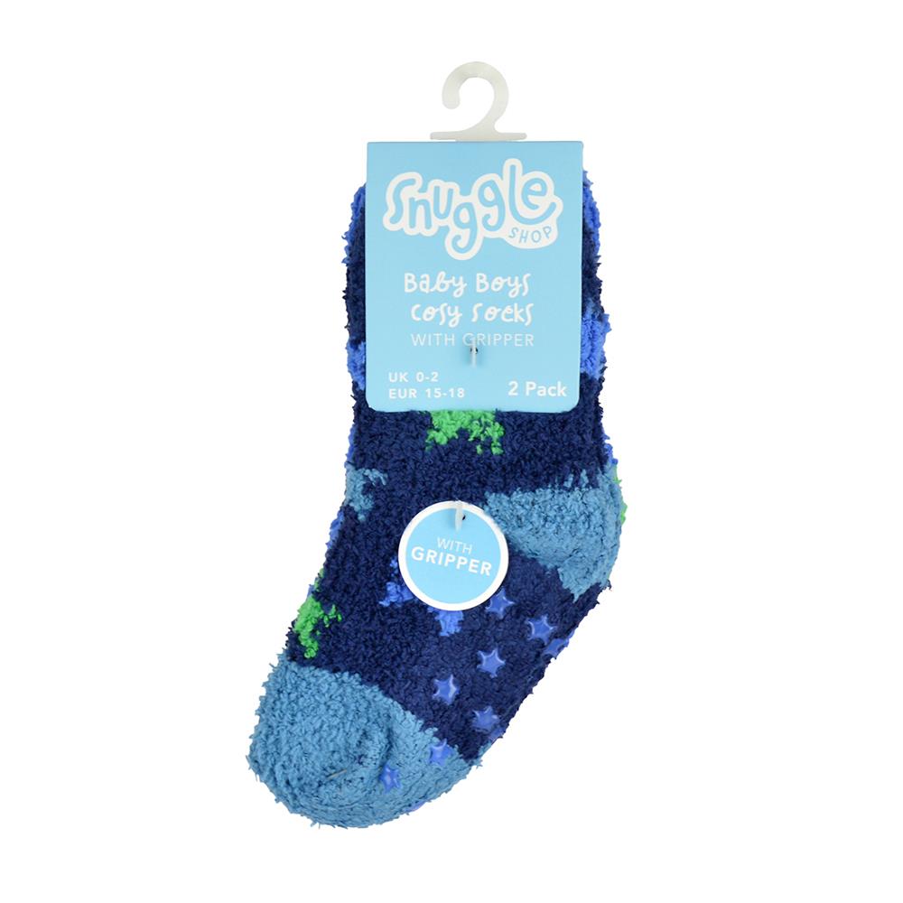 Infant Baby Boys Girls Slipper Fluffy Socks With Gripper Pack of 2 Newborn Socks