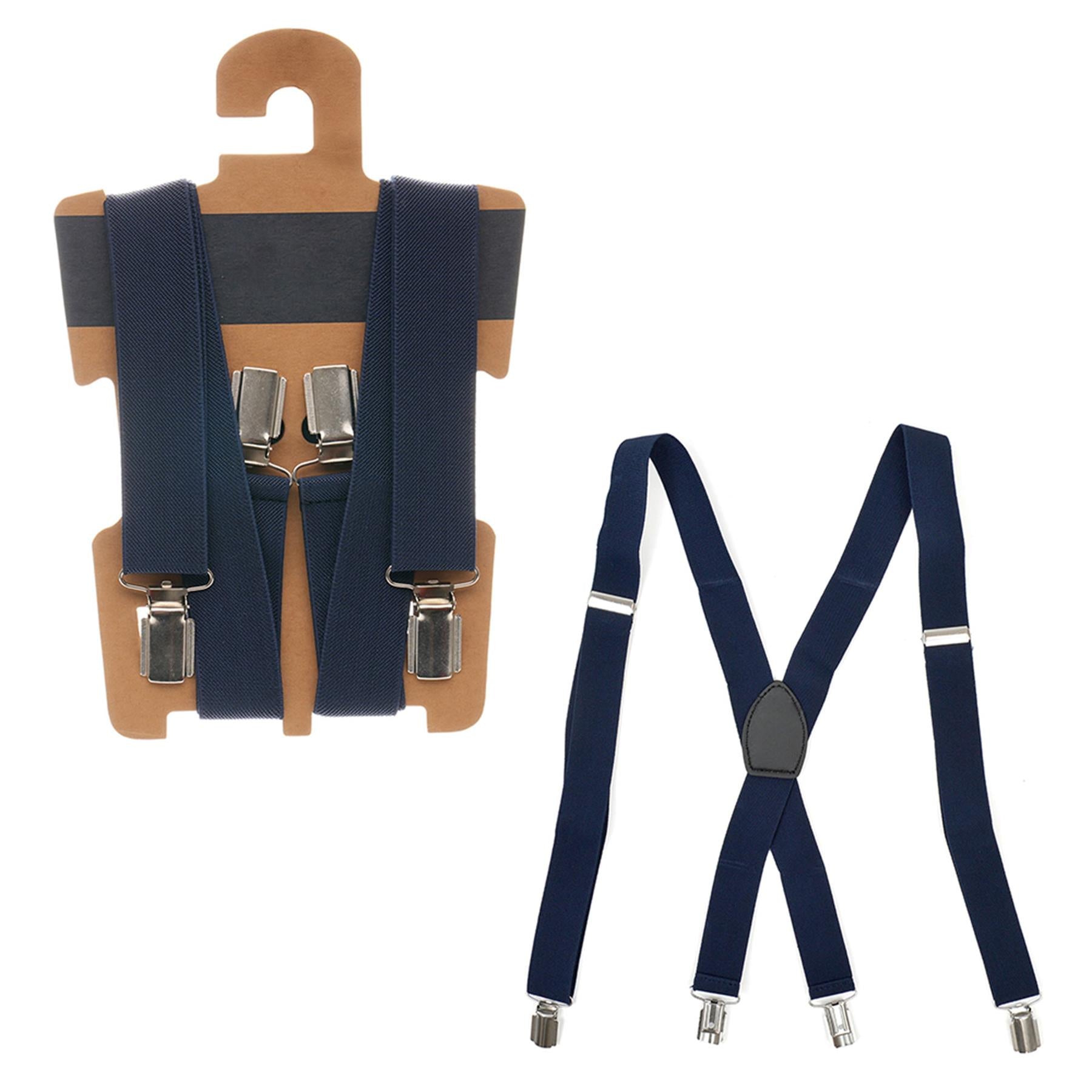 Mens Adjustable Elastic Braces With 4 Strong Metal Clips Heavy Duty Suspenders