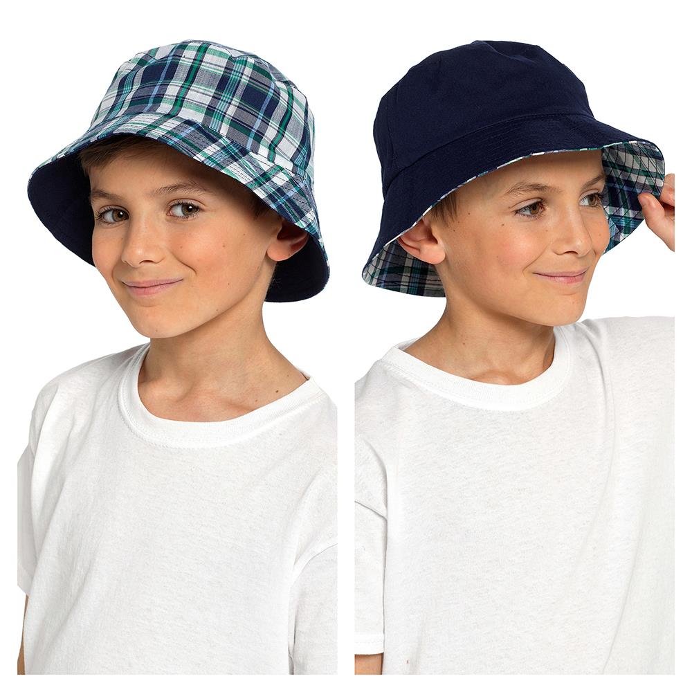 Kids Reversible Bucket Hat Summer Foldable Cotton Sun Protection Hiking Hat