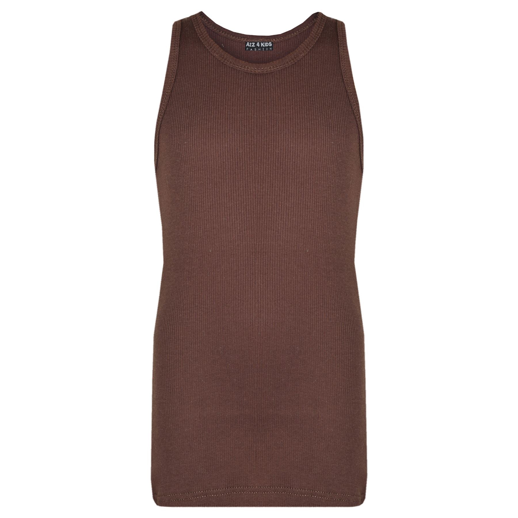 Kids Girls Boys Childrens Vest Top Tank Top Fitted 100% Rich Cotton 2-13 Years