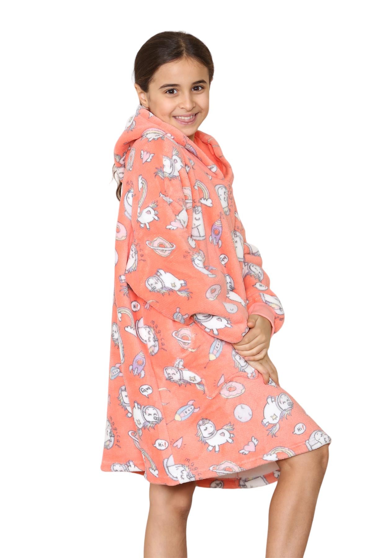 Kids Girls Boys Ultra Soft Oversized Hoodie Snuggle Plush Sherpa Fleece Lining