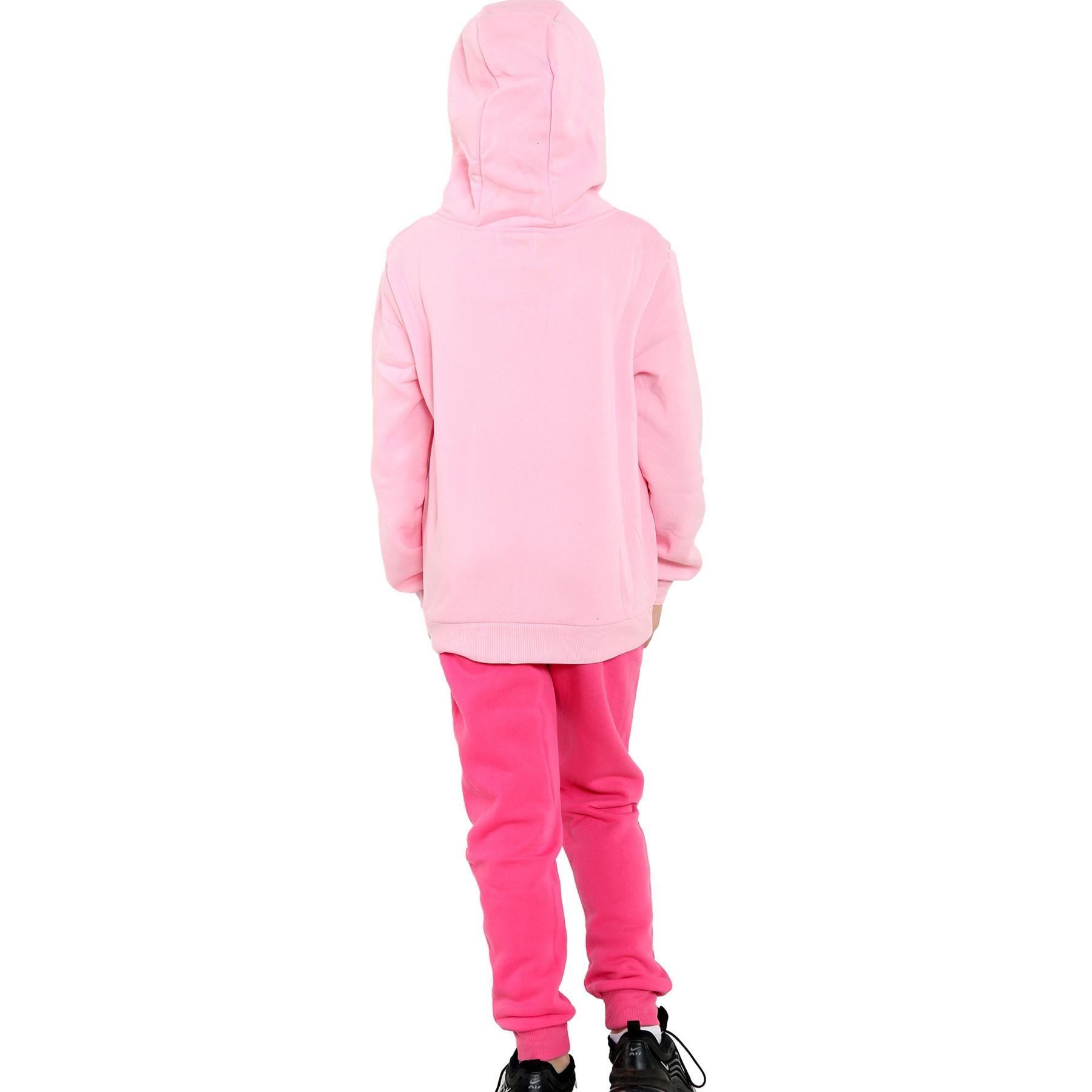 A2Z 4 Kids Girls Tracksuit Smile Laugh Love Print Hooded Top Bottoms Outfit Set