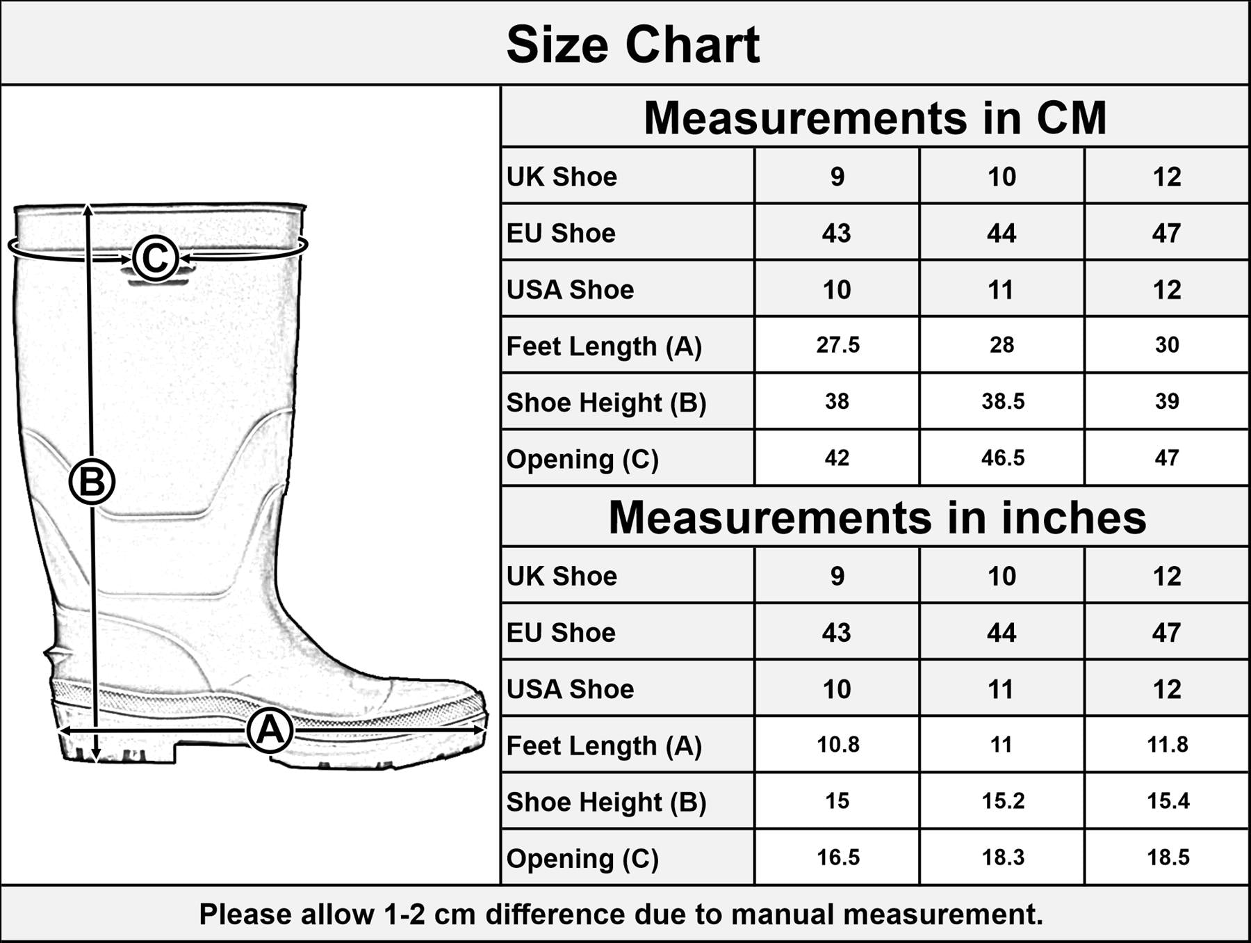 Men Rain Waterproof Footwear Wellingtons Snow Boot Wellies Rubber Safety Boots