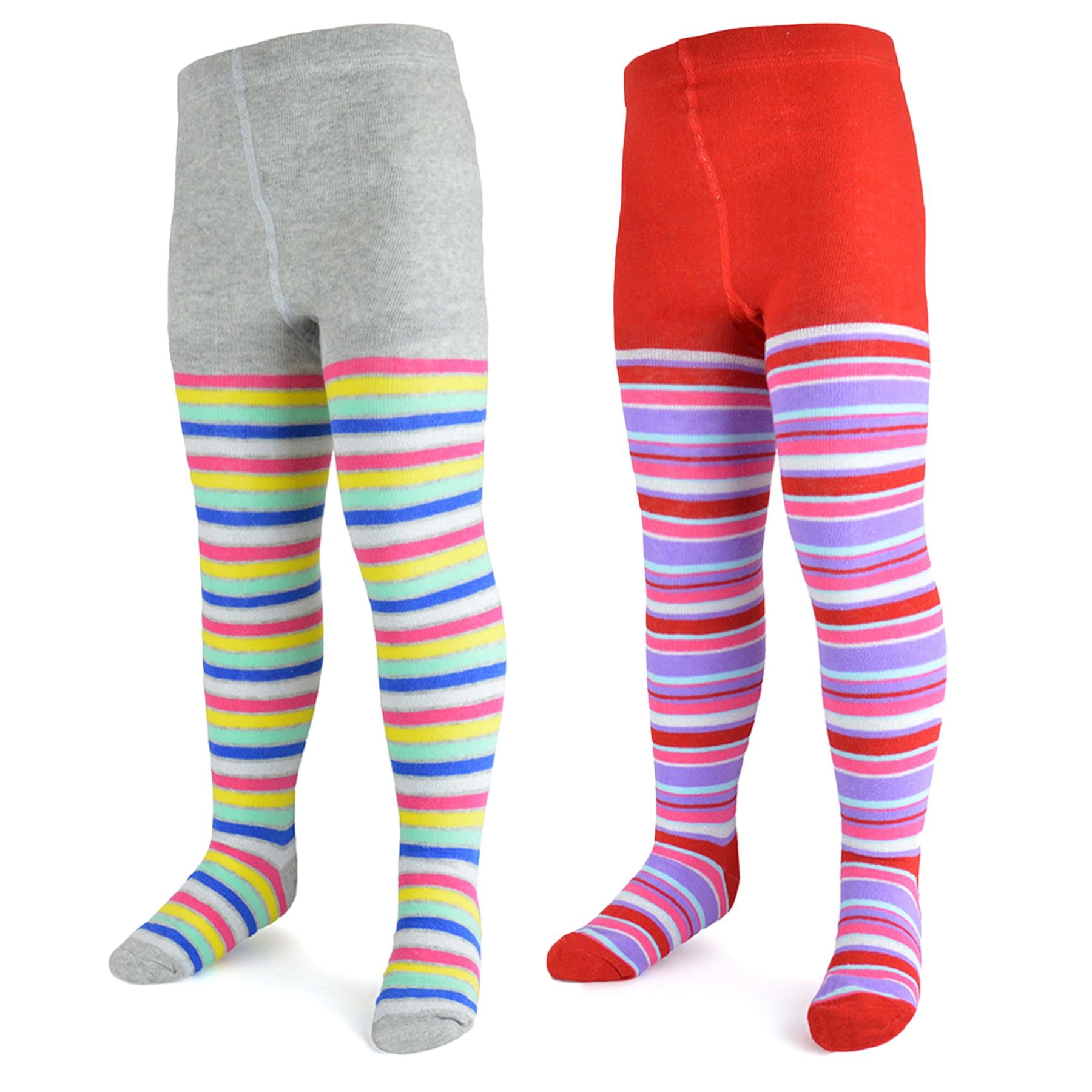 Kids Girls Cotton Rich Striped Tights Stretchy Super Soft Children's Leggings