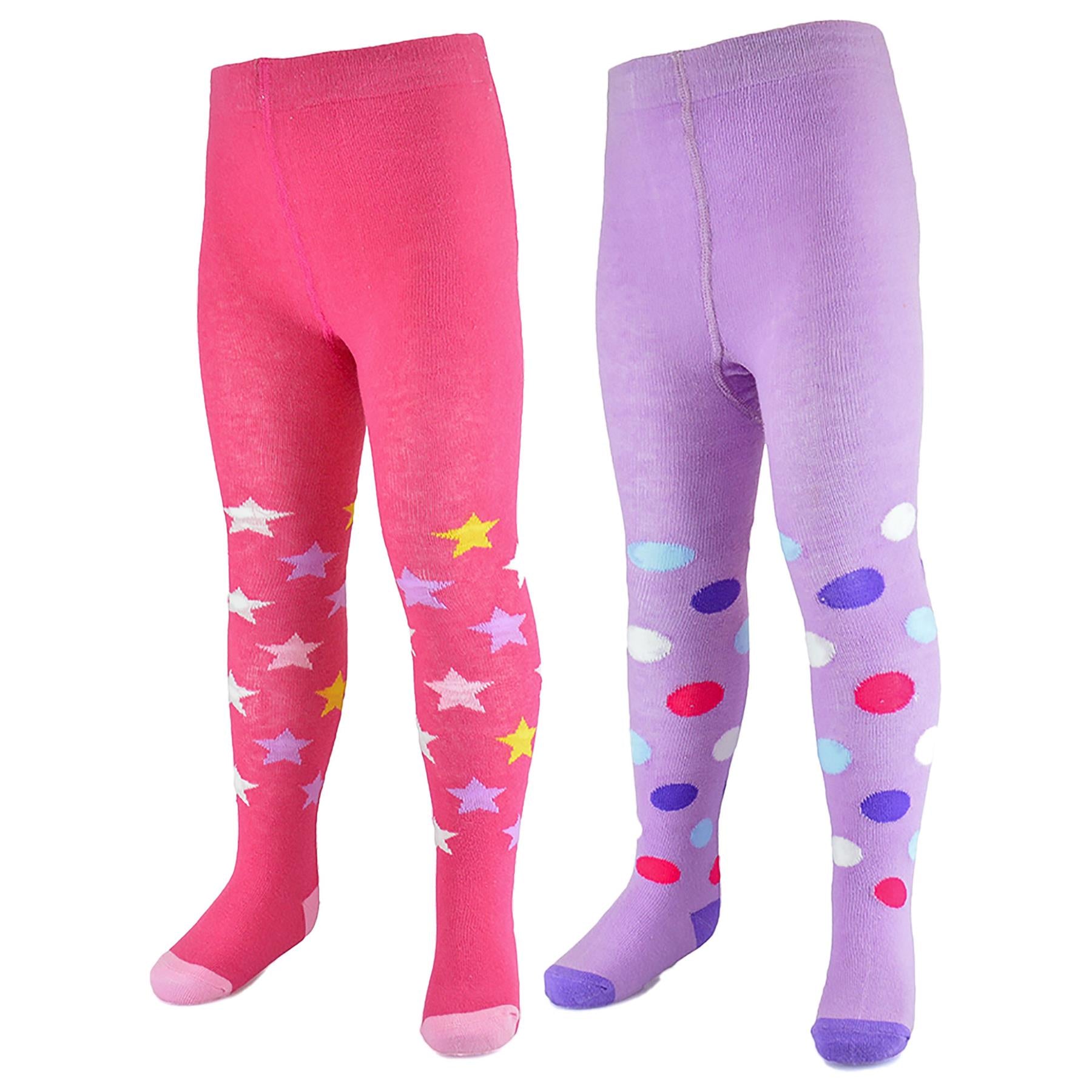 Infant Toddler Baby Girls Pack Of 2 Tights Cotton Rich Stretchy Soft Leggings