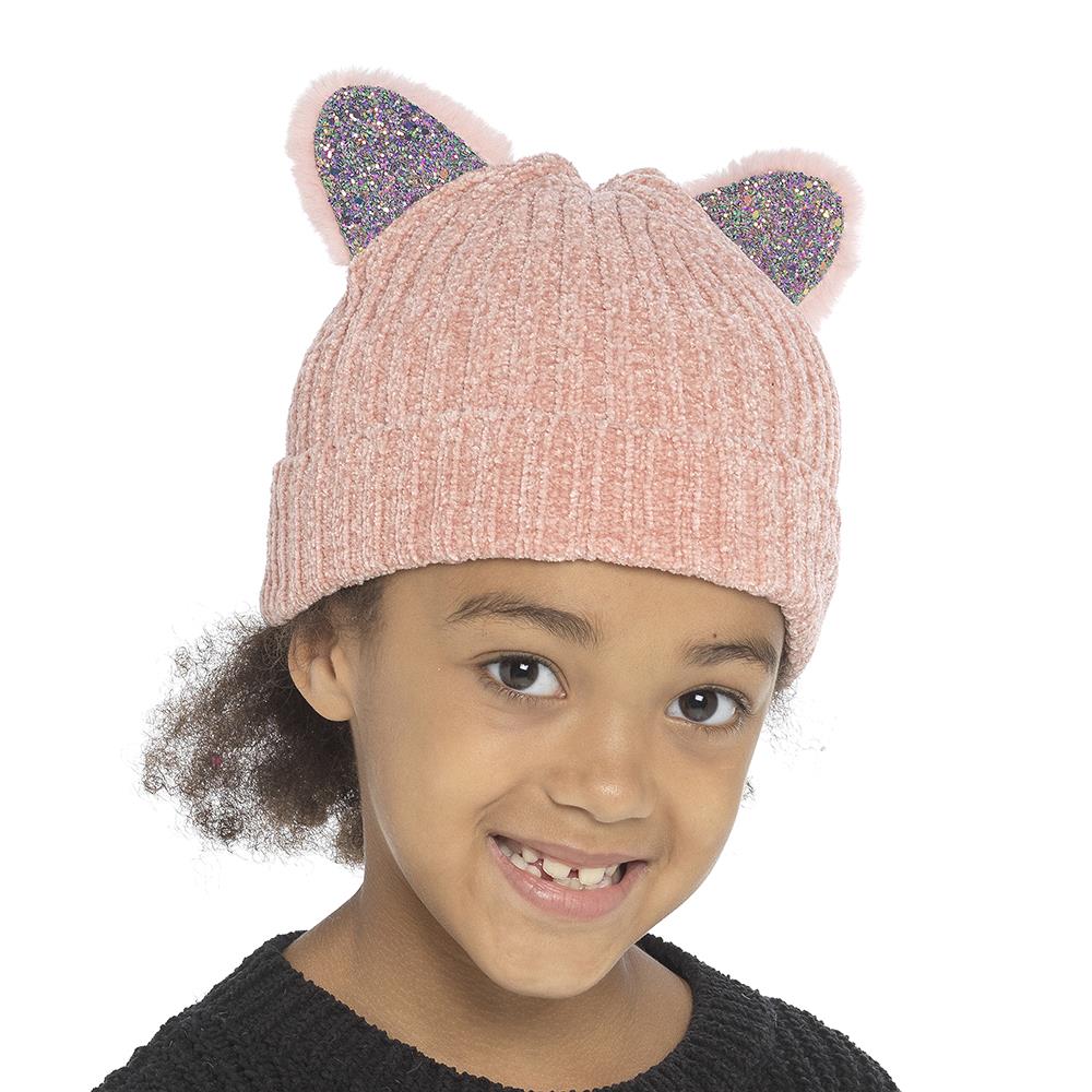 A2Z 4 Kids Girls Hats Chenille Cute Cat Ears Beanie Knit Winter Warm Cozy Hats