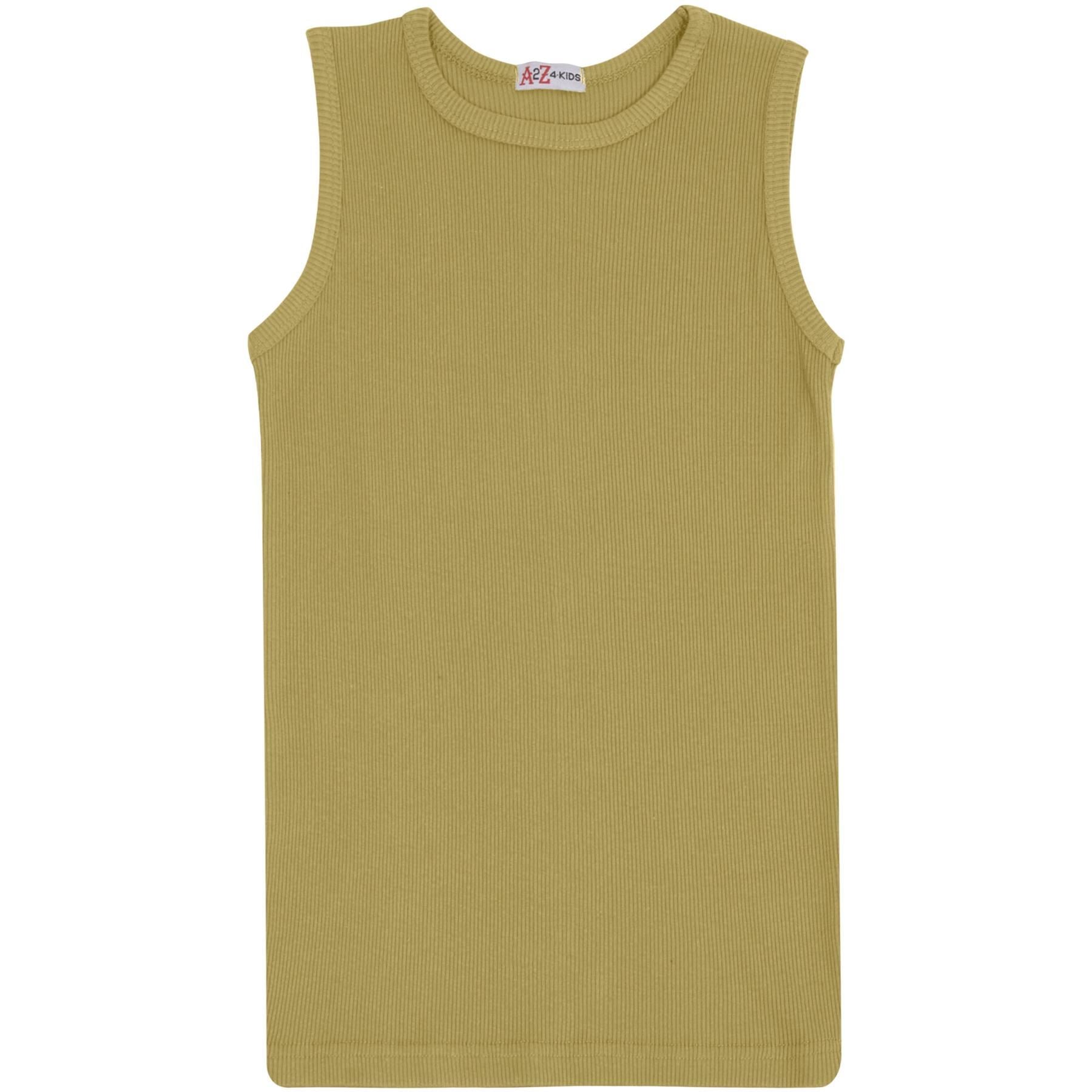 Kids Girls Ribbed Vest Top 100% Thick Cotton Fashion Tank Tops T Shirt 2-13 Year