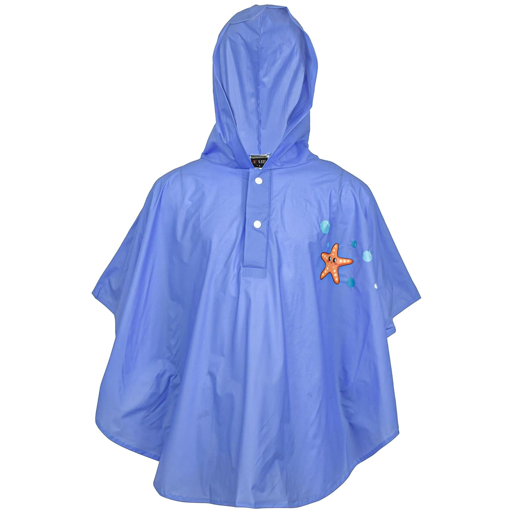 Kids Girls Boys Waterproof Rain Poncho Lightweight Hooded Reusable Raincoat