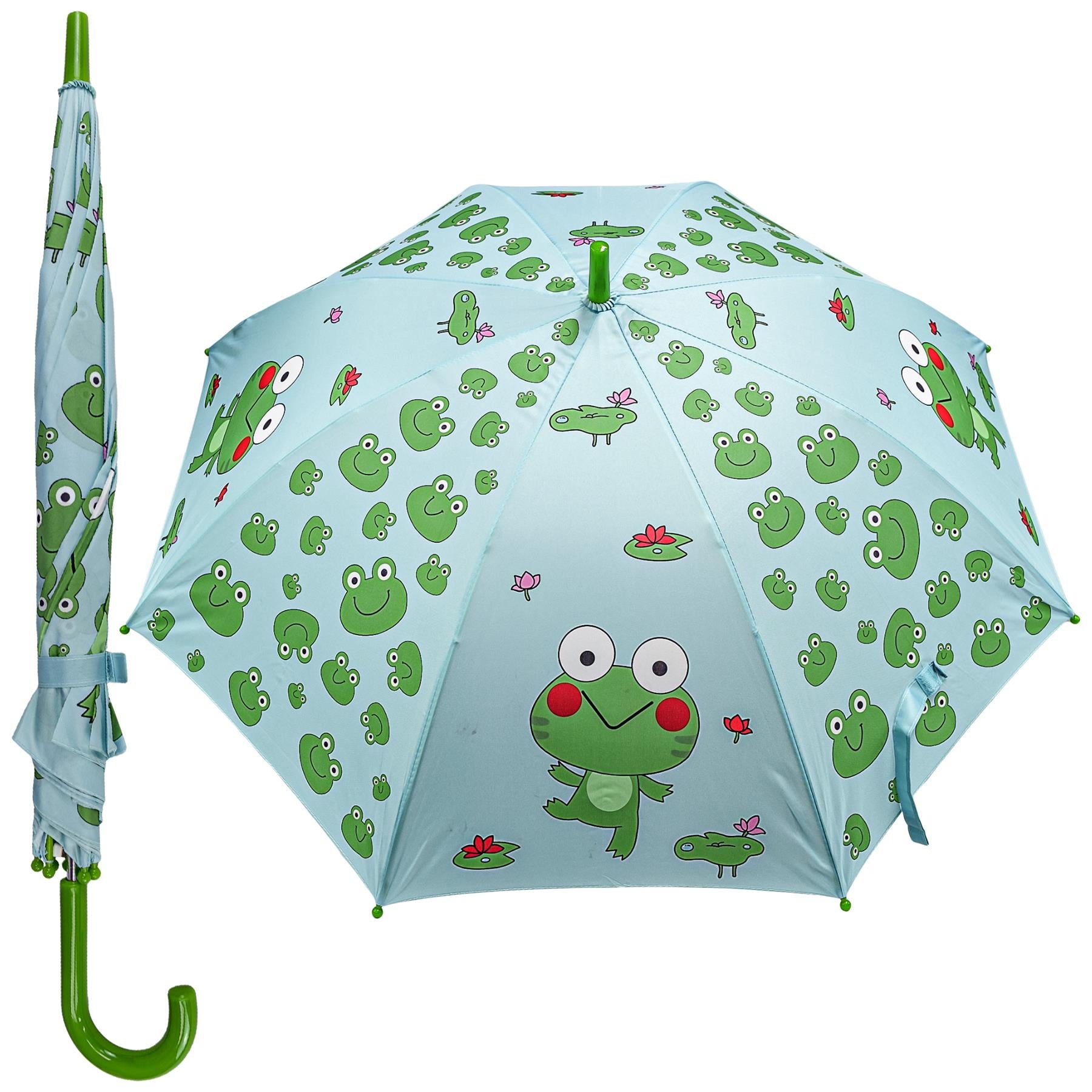 A2Z 4 Kids Stick Umbrella Frog Walking Umbrellas Water Proof Brolly 96cm Canopy