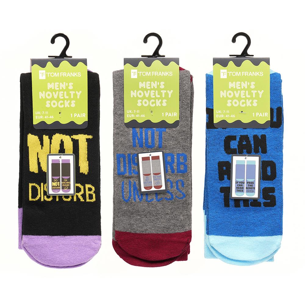 A2Z Mens Novelty Slogan Sole Design Cotton Pack Of 6 Comfortable Crew Socks