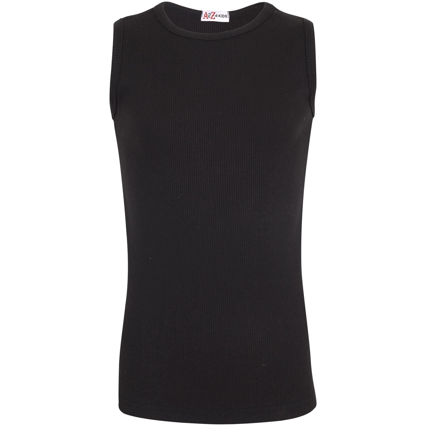 Kids Girls Boys Childrens Vest Top Tank Top Fitted 100% Rich Cotton 2-13 Years