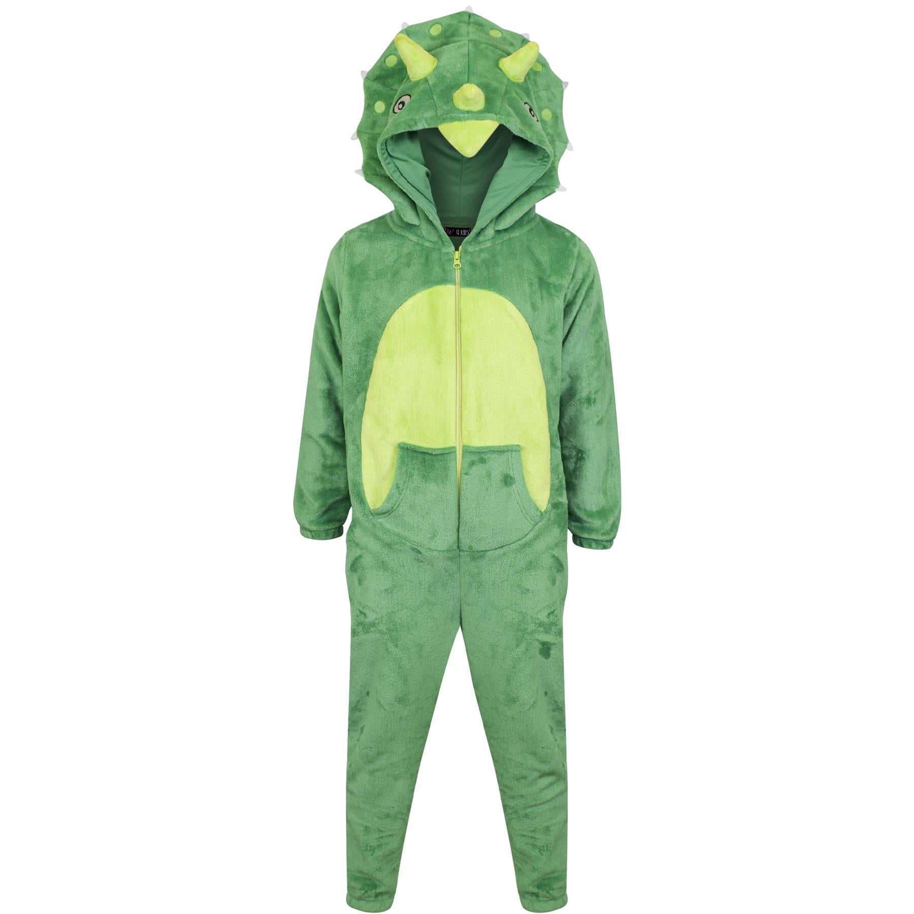 Kids Unisex Dinosaur Onesie Animal Face Jumpsuits Playsuit One Piece Loungesuit