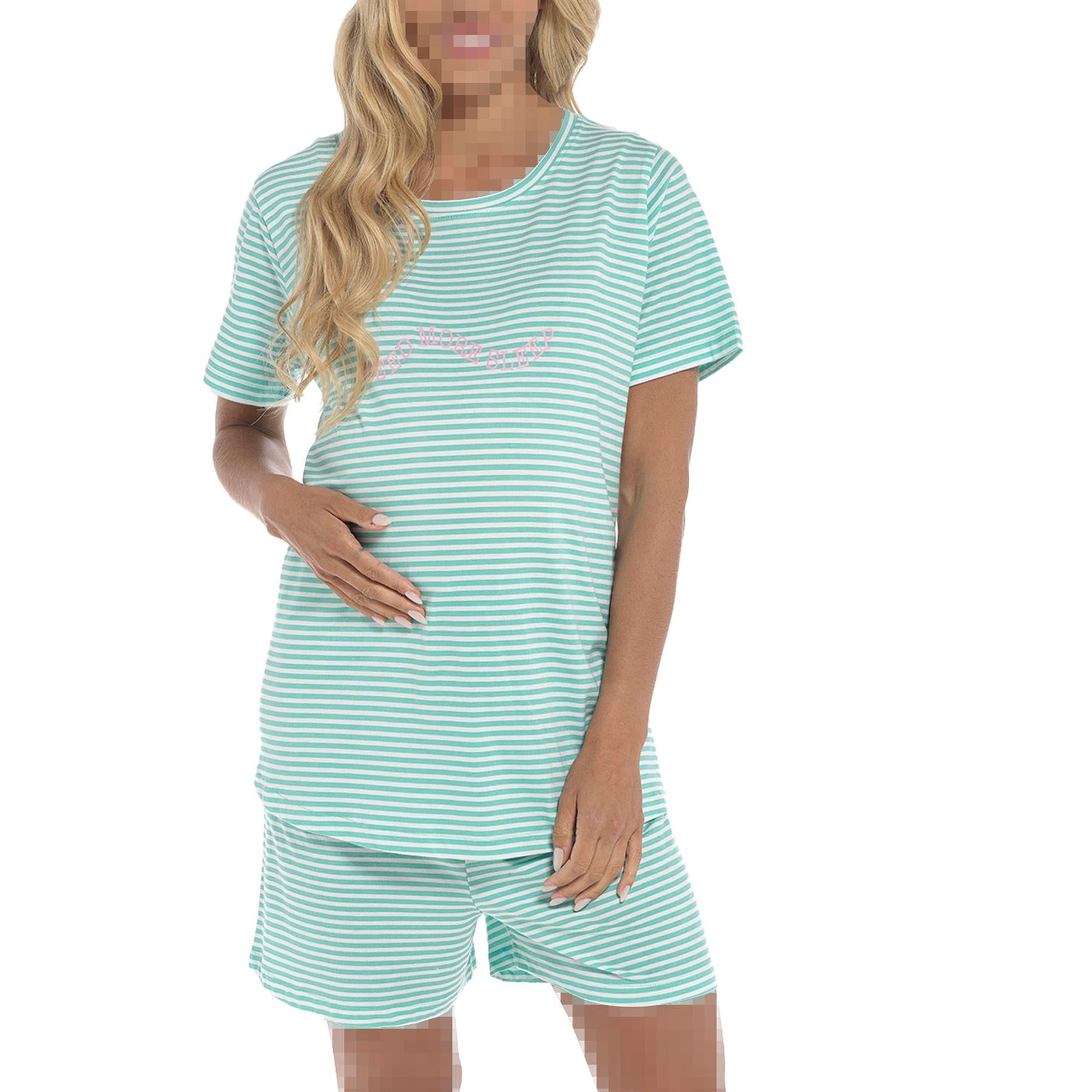 A2Z Ladies Maternity Shorts Pyjamas Set Striped Pregnancy Nightwear PJS Set