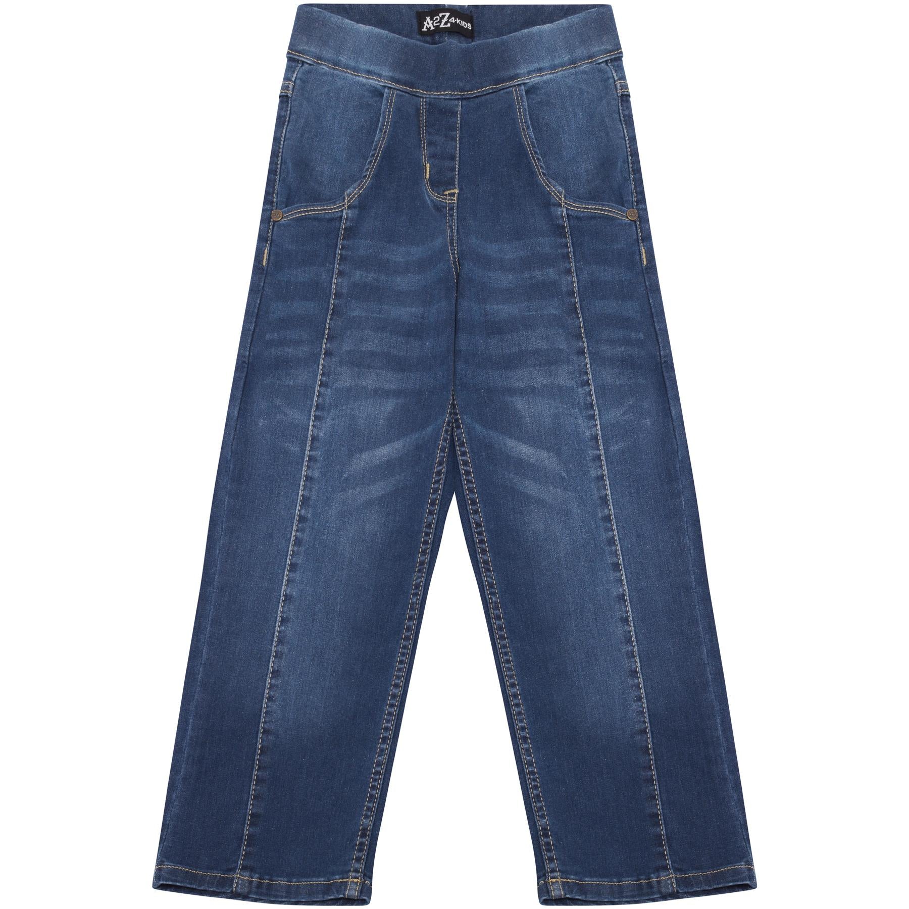 Kids Girls Relaxed Straight Fit Boot Cut Mid Blue Jeans