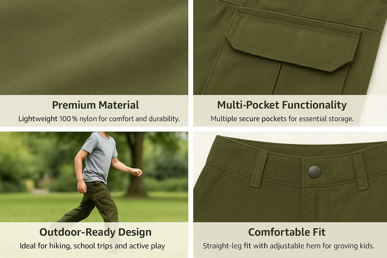 A2Z 4 Kids Boys Girls Cargo Trousers Multi Pocket Utility Combat Pants Bottoms