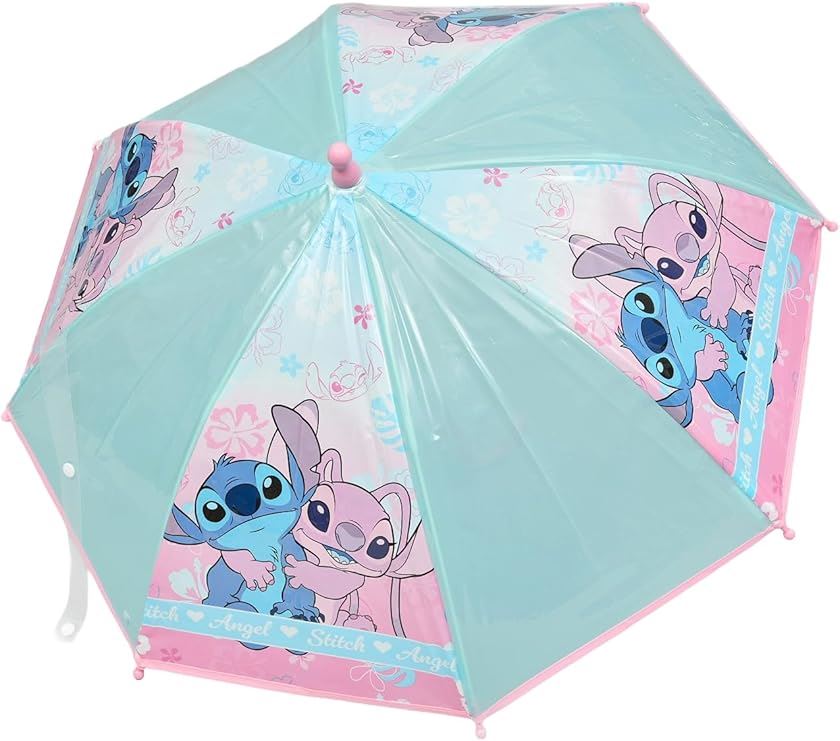 Official Licenced Disney Stitch Kids Umbrella Girls Pink and Blue Angel Design