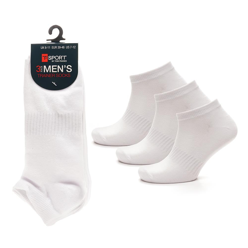 A2Z Mens 3 Pack Trainer Socks Black White Low Cut Sports with Arch Support Mesh