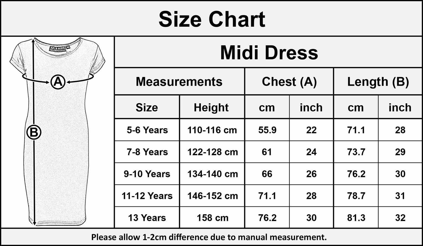 A2Z 4 Kids Girls Bodycon Plain Midi Dress Short Sleeve Dresses Party Costume