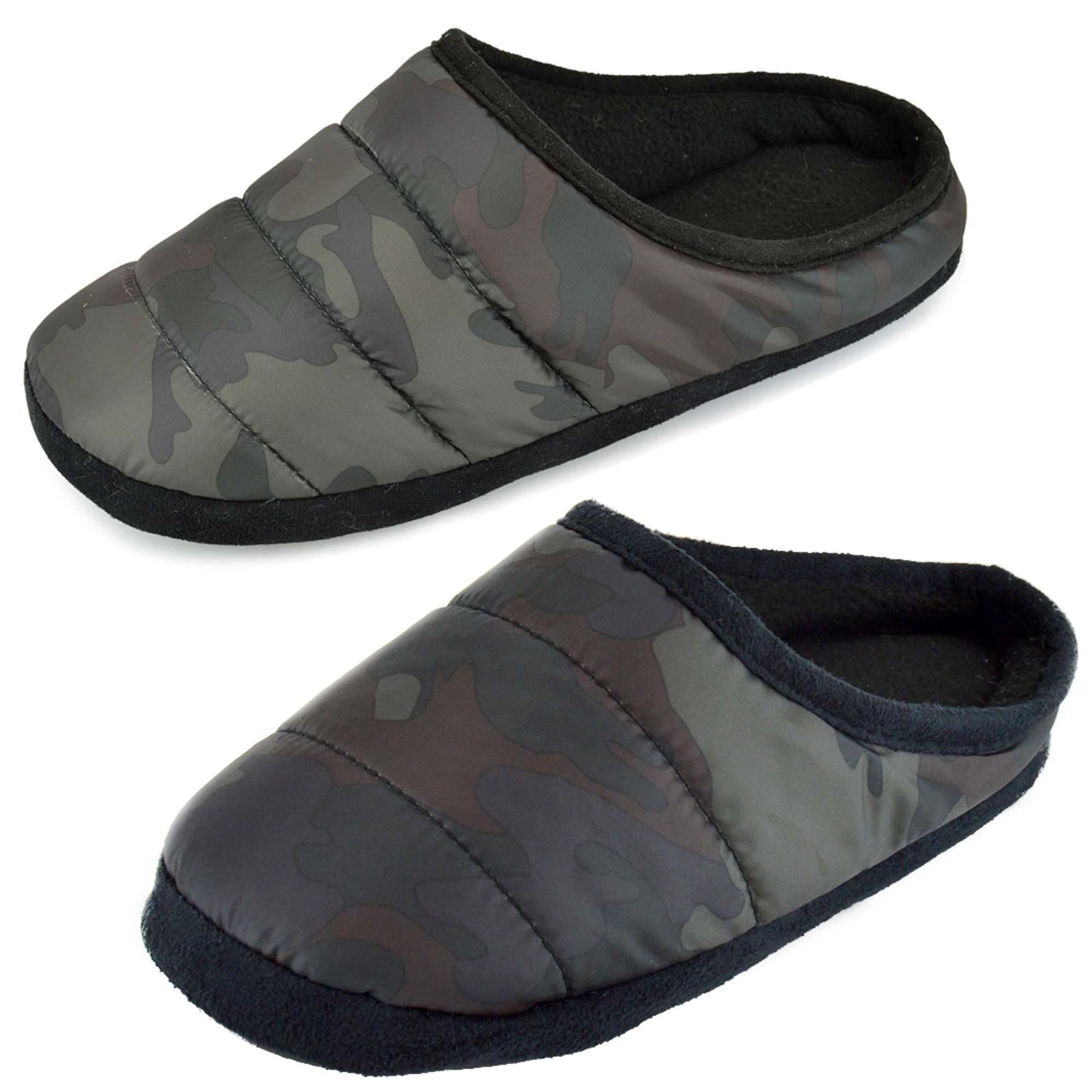 A2Z 4 Kids Girls Boys Camouflage Mule Slippers Quilted Puffa Slip-On House Shoes