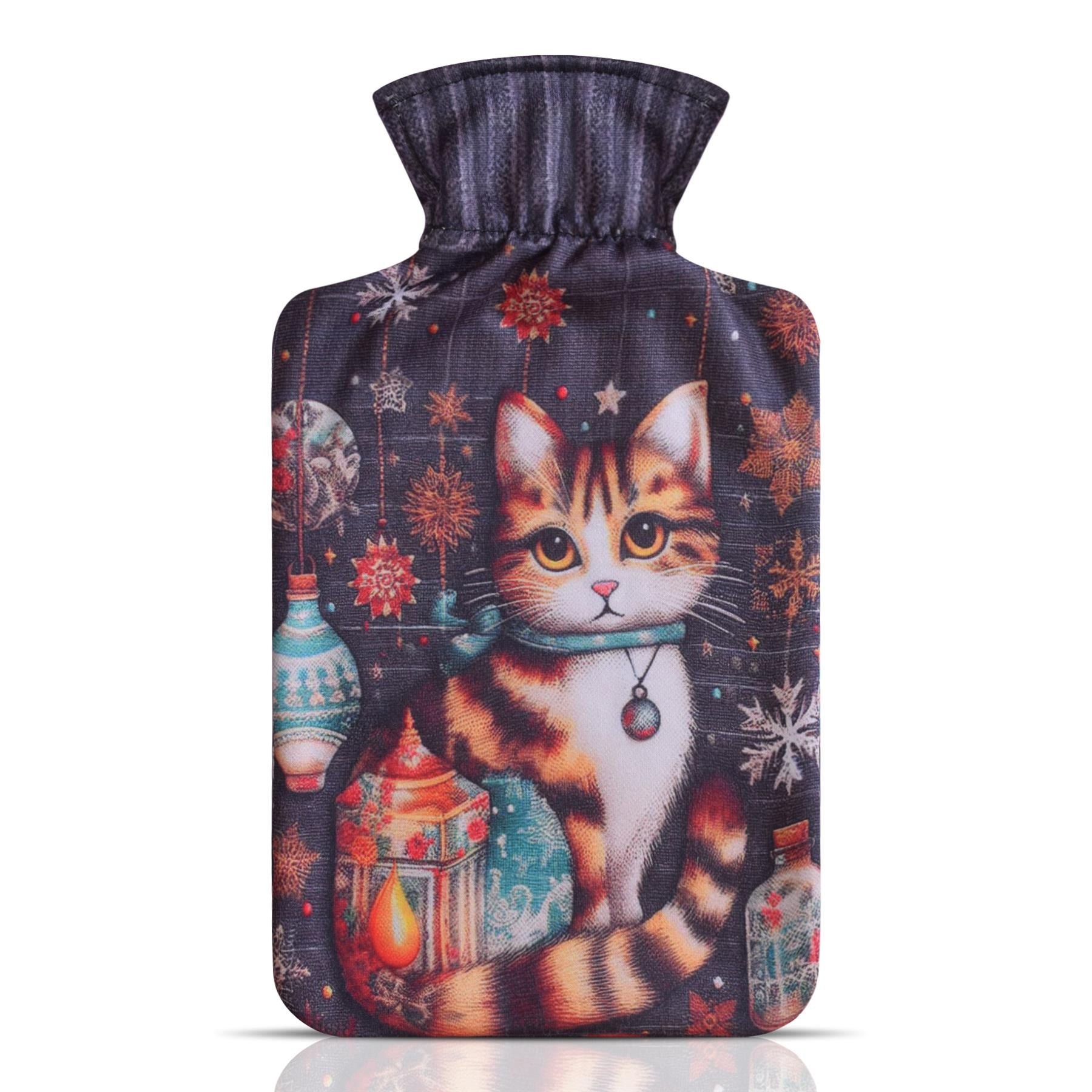 A2Z Hot Water Bottles Animal Cat Snowflake 2L Cosy Fleece Cover Heat Therapy