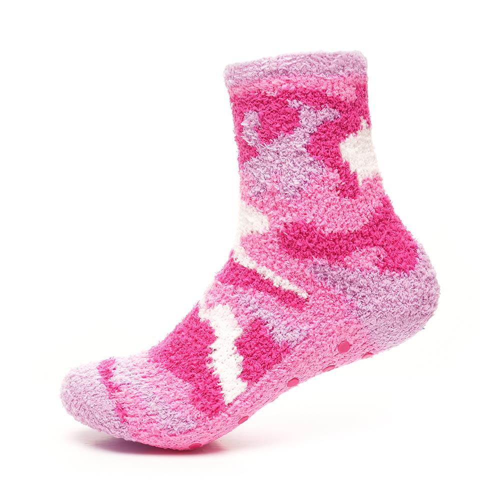 Kids Girls Cosy Socks with Non-Slip Gripper Warm Winter Fluffy Slipper Socks