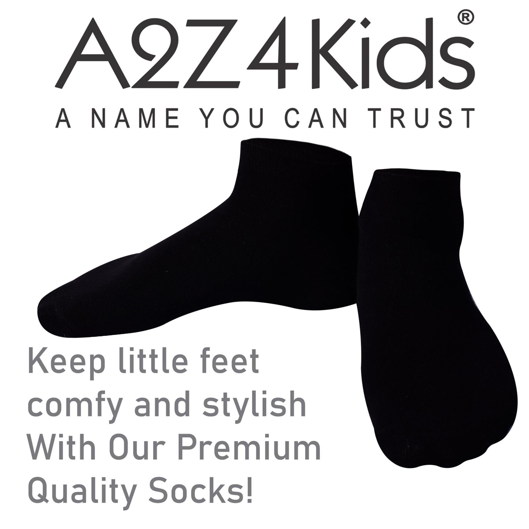 A2Z 4 Kids Girls Boys Socks 6 Pack Plain Ankle Cotton Back to School Socks