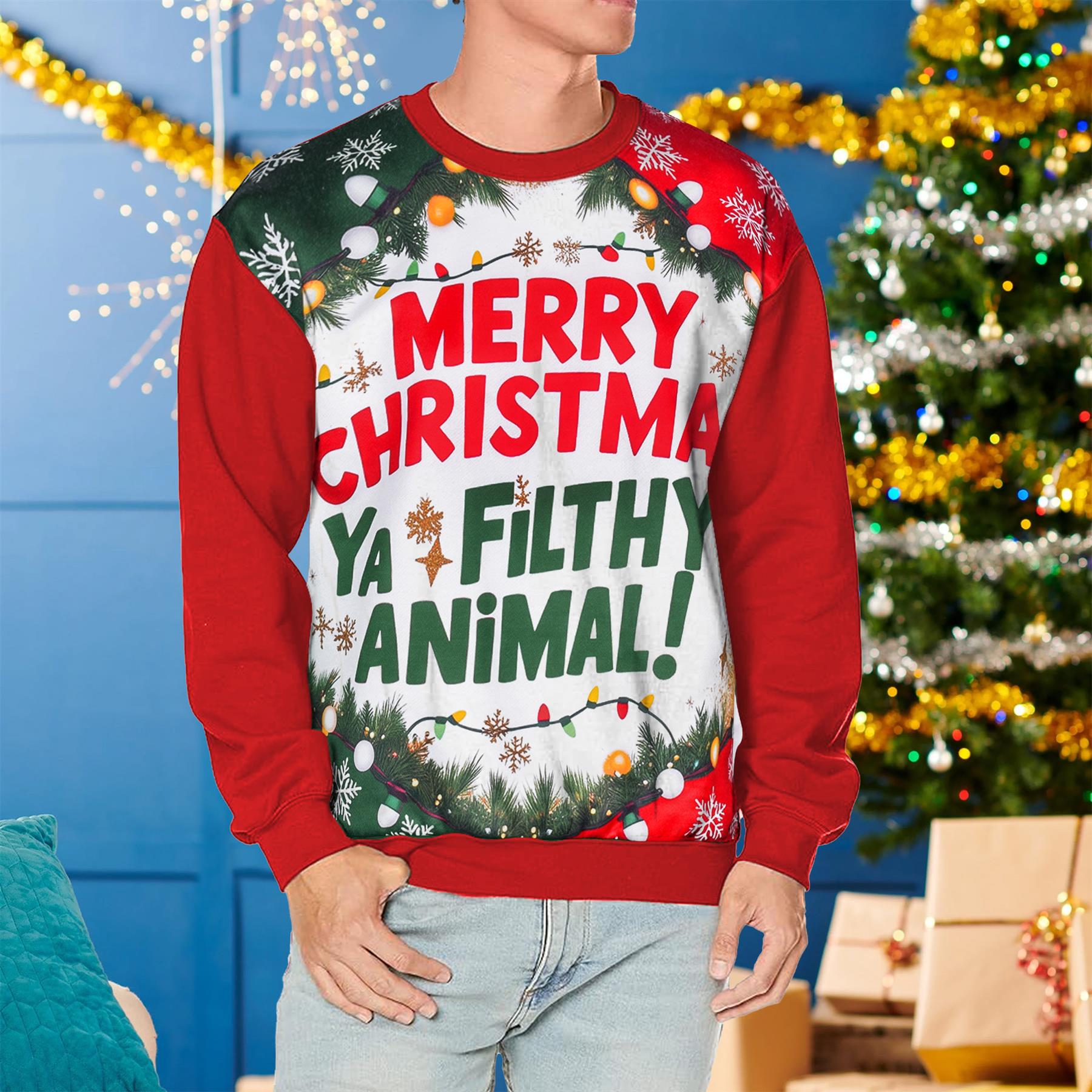 A2Z Mens Women Merry Christmas Ya Filthy Animal Jumper Hoodies Xmas Sweatshirts