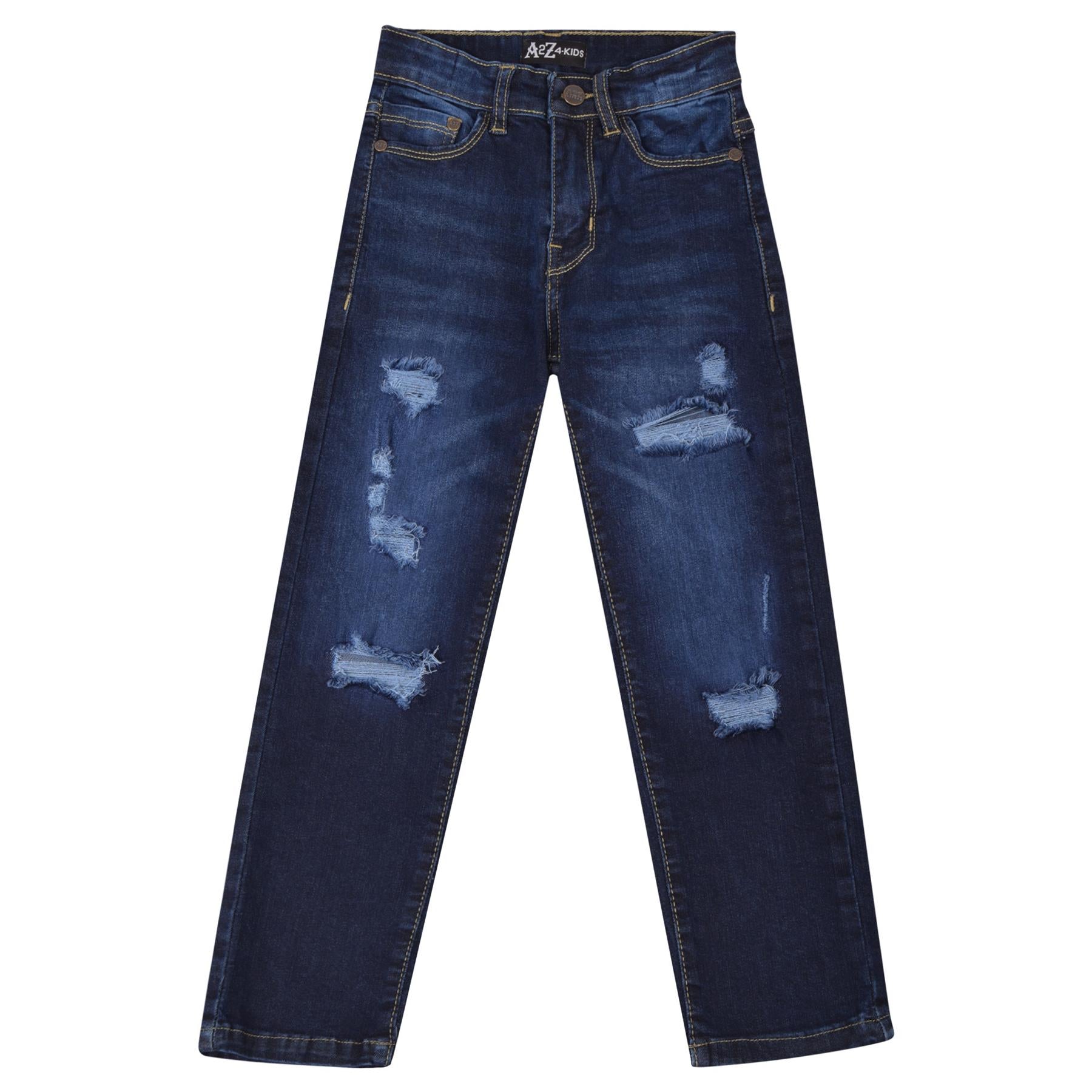 Kids Boys Relaxed Straight Fit Boot Cut Ripped Jeans