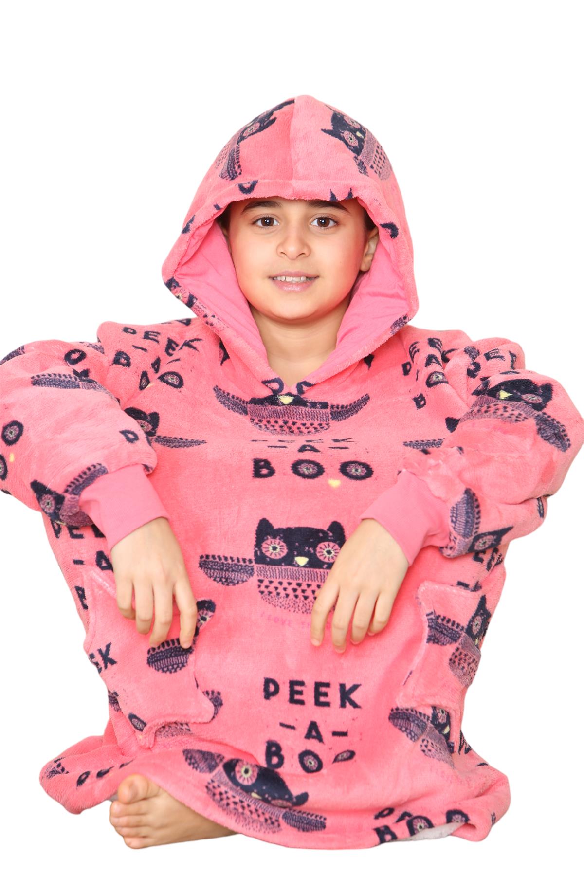 Girls Boys Oversized Hoodie Long Length Snuggle Blanket Super Soft Warm Fleece